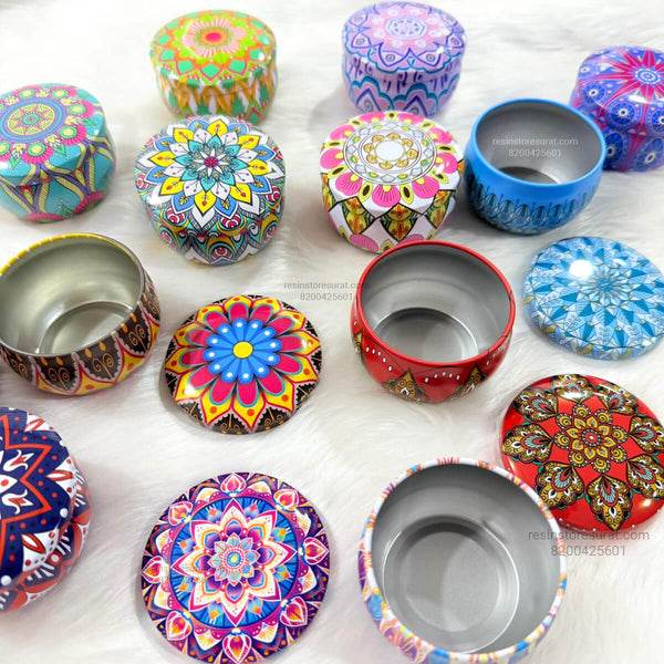 Mandala Patter Candle jar With Cap - Random Color